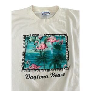 Vintage Nature Flamingo Shirt L Daytona Beach Single Stitch USA All Sport Tag